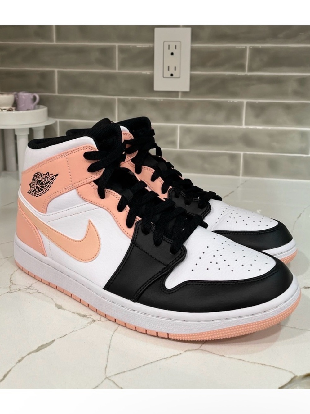NIKE Air Jordan 1 Mid Sneakers. Men’s Size 10.5 Color Crimson tint